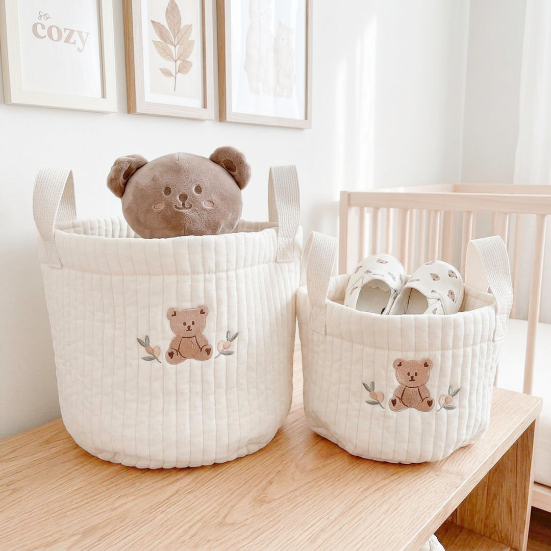 Teddy bear nursery storage baskets