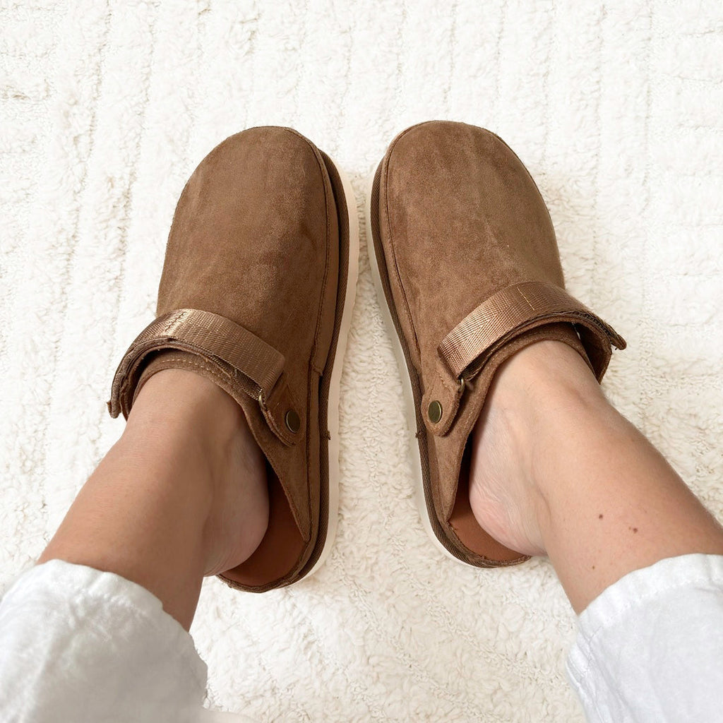 Mia Suede Platform Clogs