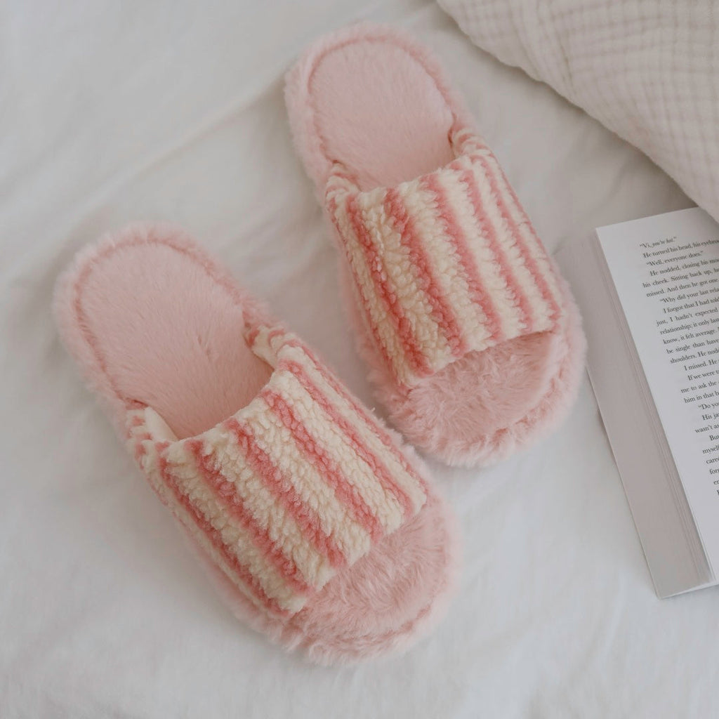 Alicia Plush Striped Slippers