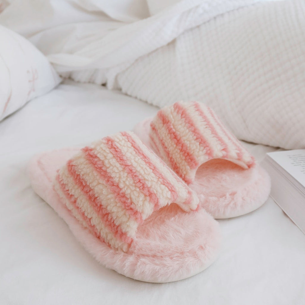 Alicia Plush Striped Slippers