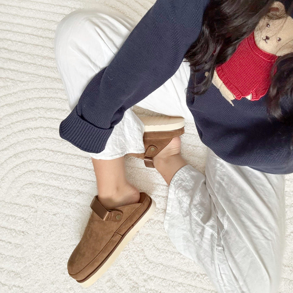 Mia Suede Platform Clogs
