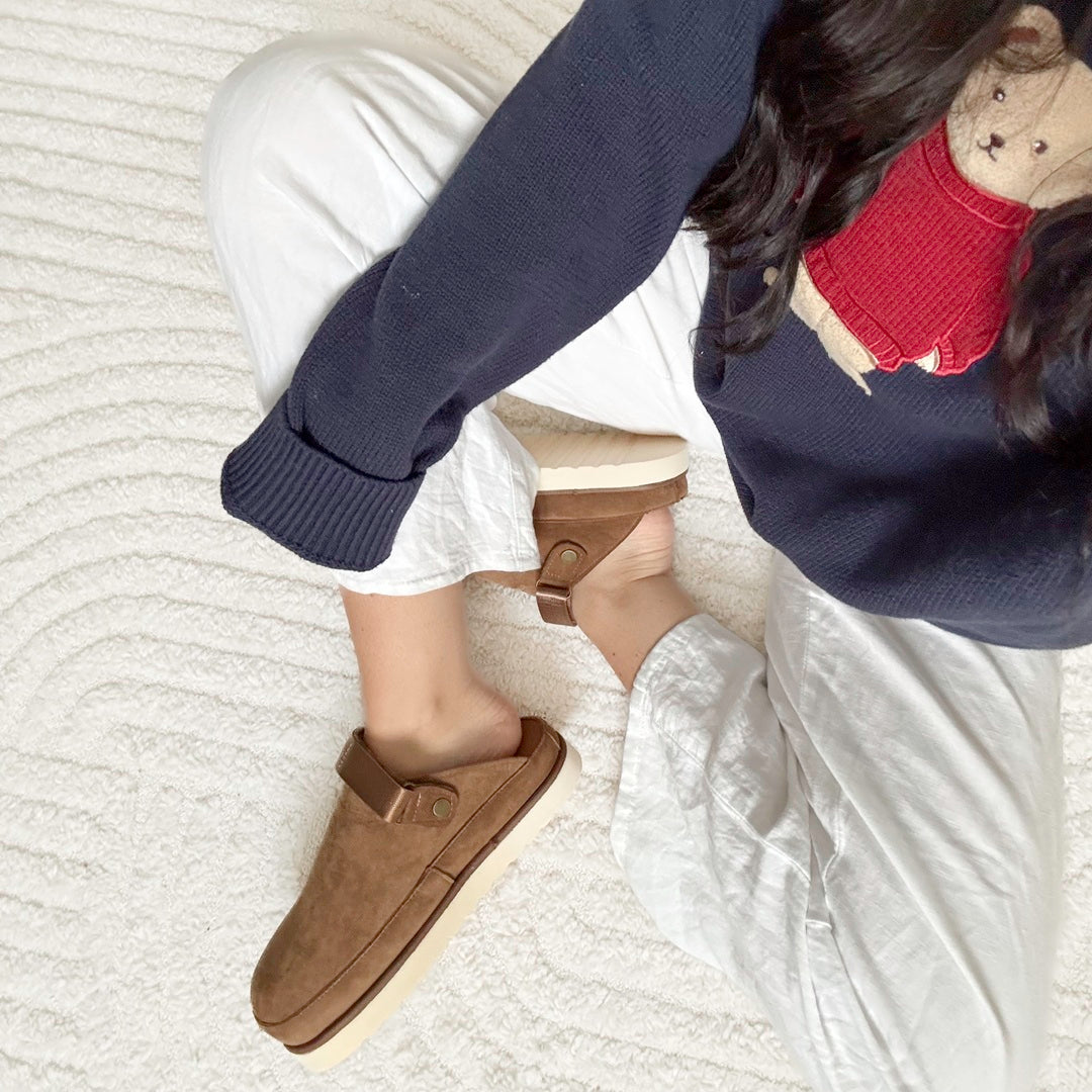 Mia Suede Platform Clogs