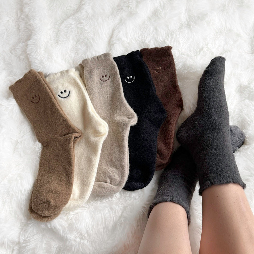 Fuzzy Happy Face Socks Pack