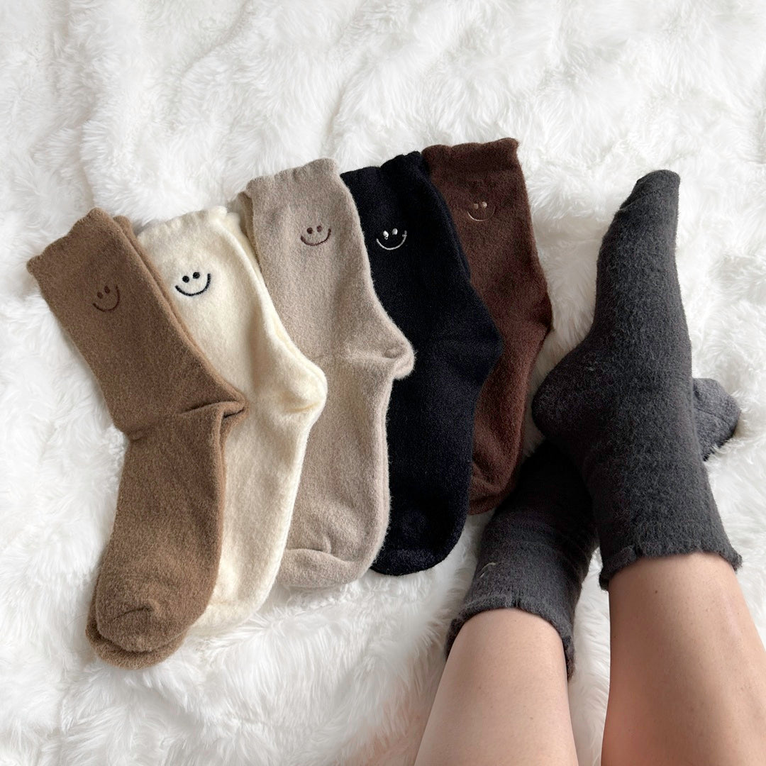 Fuzzy Happy Face Socks Pack