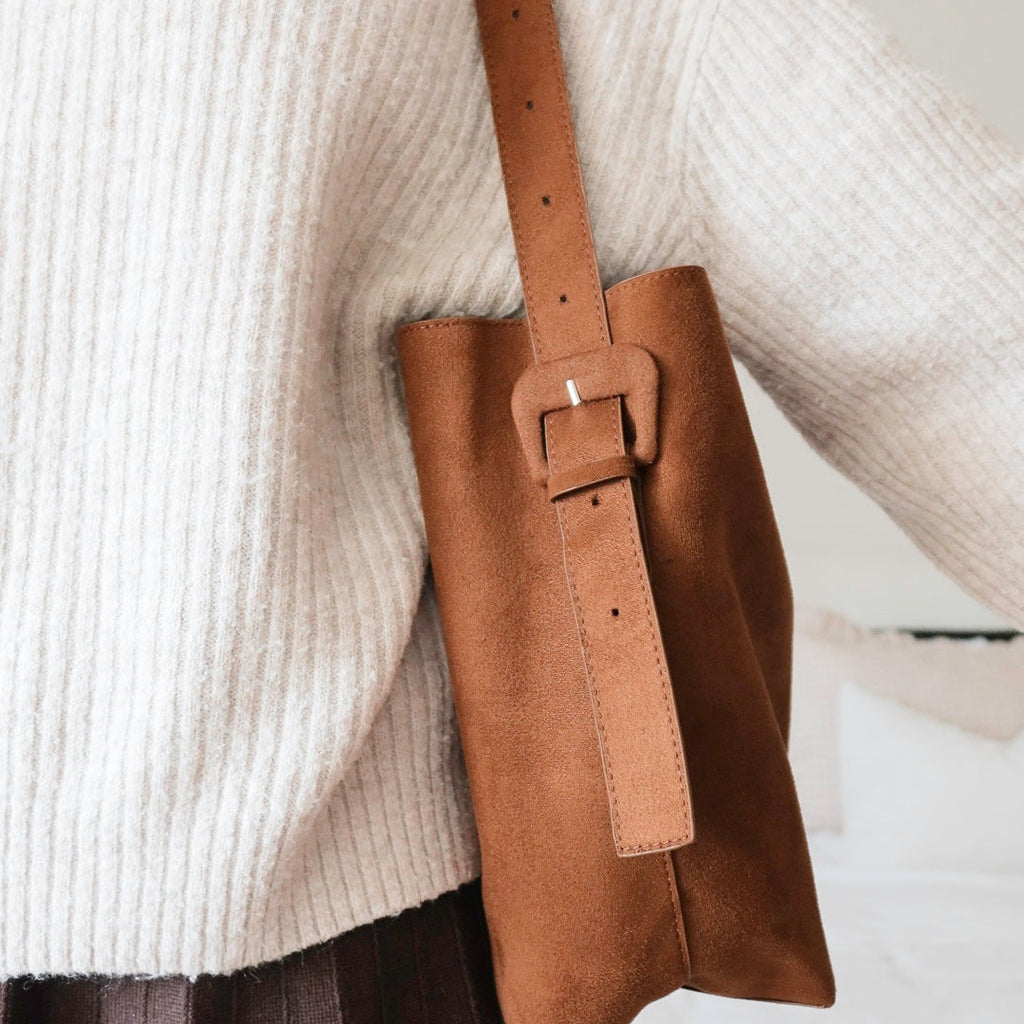Zoe Suede Shoulder Tote Bag