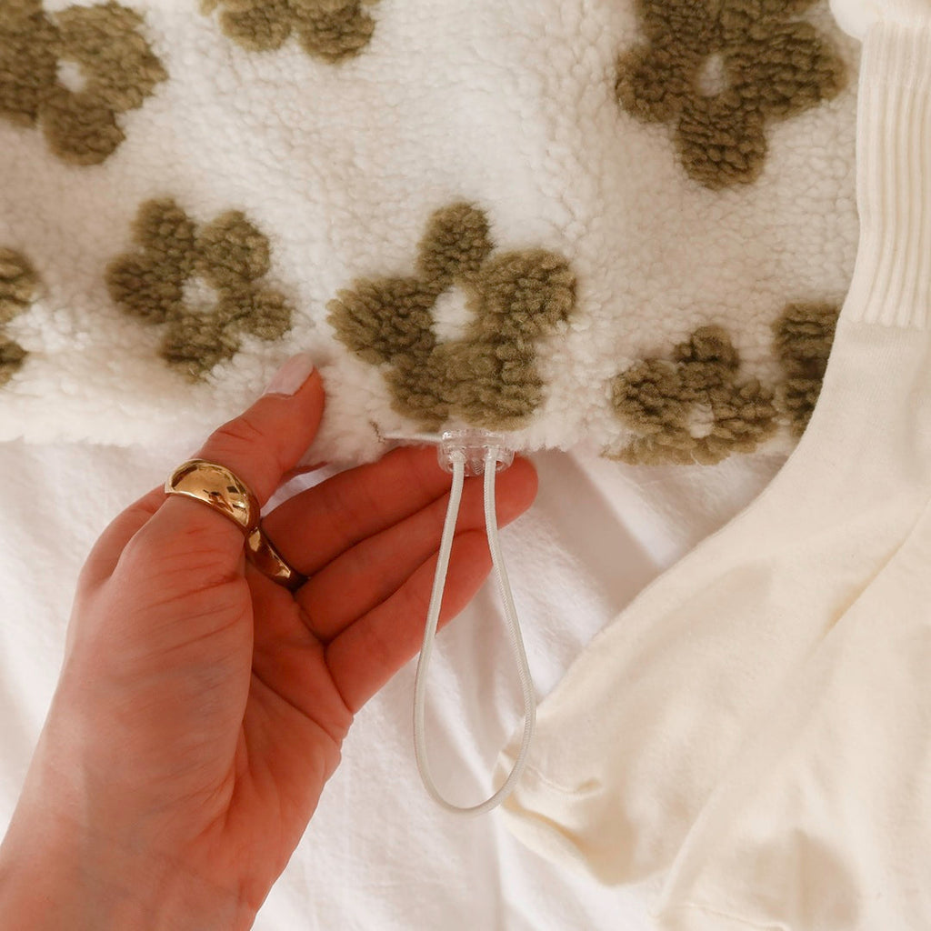Olive Floral Fleece Sweater