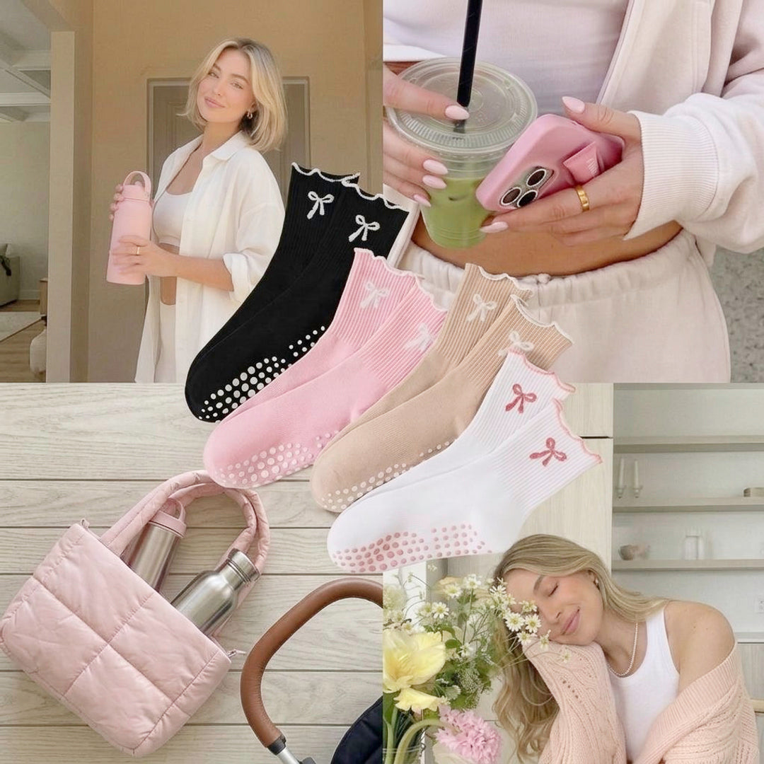 Audrey Bow Grip Socks Pack