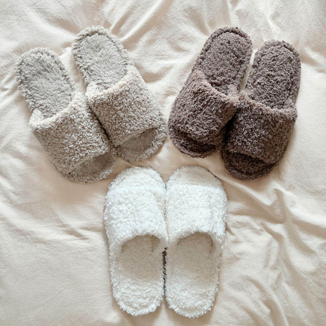 Eve Fuzzy Open Toe Slippers