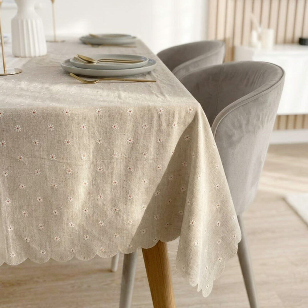 Embroidered Daisy Tablecloth