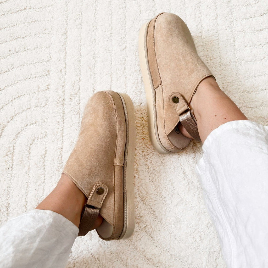 Mia Suede Platform Clogs