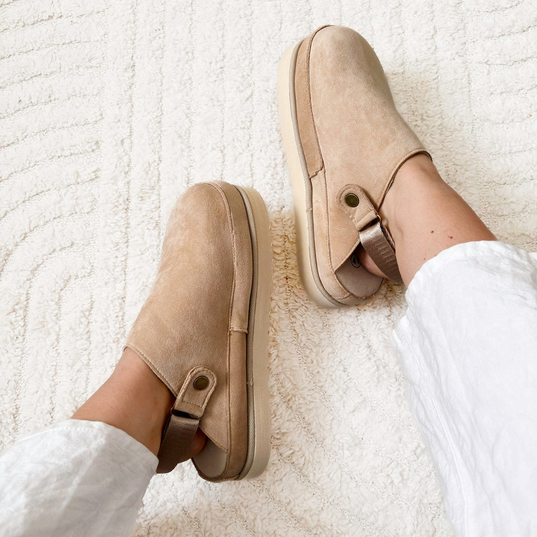 Mia Suede Platform Clogs
