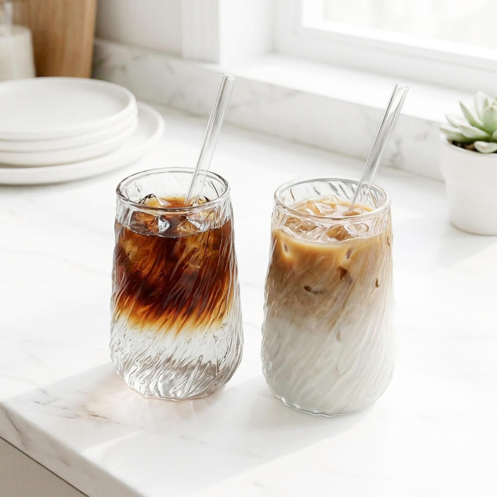 Swirl Glass With Straw (2PCS Set)