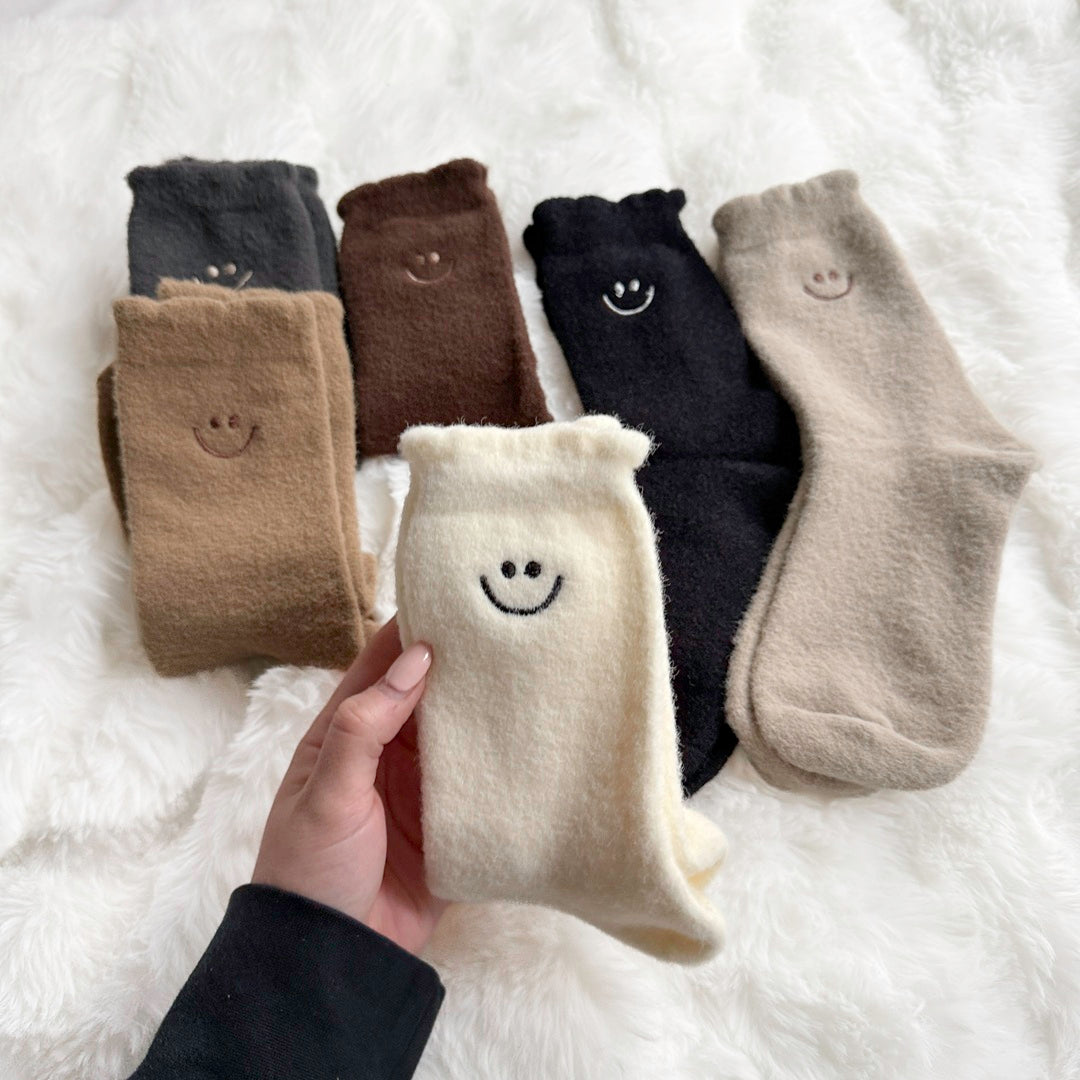 Fuzzy Happy Face Socks Pack